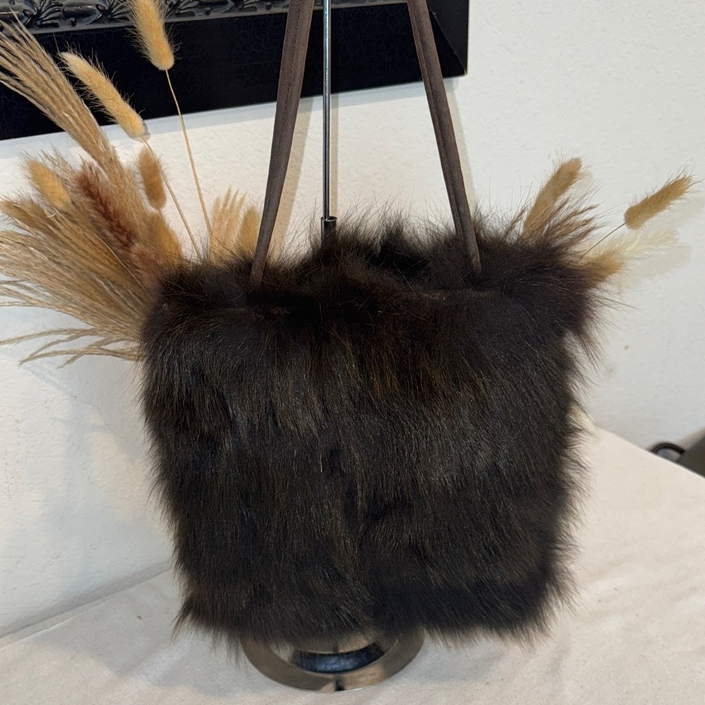 Authentic Junko Shimada Chic Brown Fur Tote Bag - Picture 3 of 10